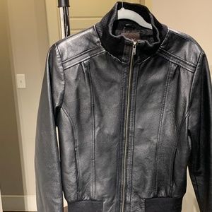 BCBGMaxAzria real leather bomber jacket